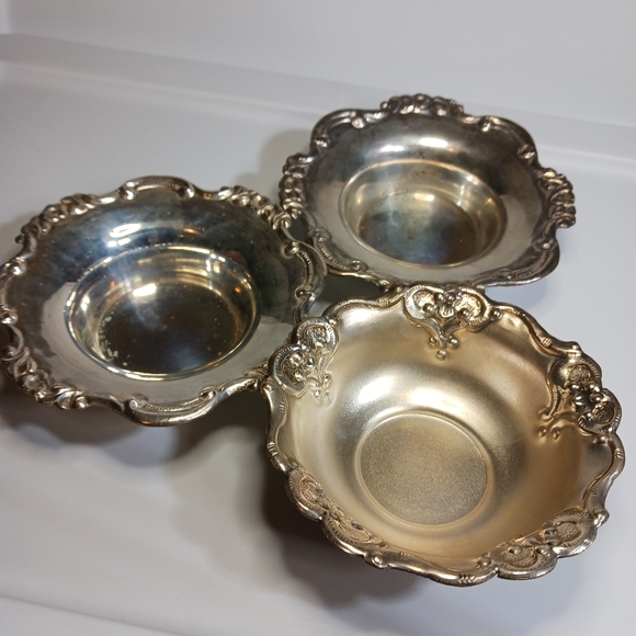 Sterling Silver Other - Vintage Lot 3 Genuine Sterling Silver Floral Trim Dish Nut Bowl Scalloped Dishes